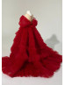 Red Glitter Tulle Unique Flower Girl Dress